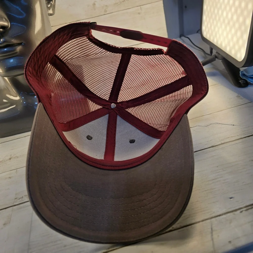The North Face Mudder Trucker Hat Brown Burgundy Alpine Equipment Patch Snapback